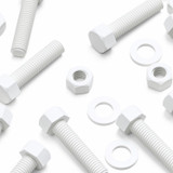 10x White PP Hex Head Plastic Screws & Bolts M12 x 50 mm, Nuts & Washers