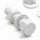 5x White PP Hex Head Plastic Screws & Bolts M16 x 65 mm, Nuts & Washers