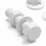5x White PP Hex Head Plastic Screws & Bolts M16 x 65 mm, Nuts & Washers