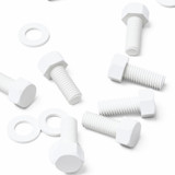20x White PP Hex Head Plastic Screws & Bolts M12 x 30 mm, Nuts & Washers