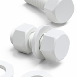 20x viti esagonali bianche in PP M12 x 30 mm, dadi e rondelle