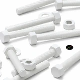 10x White PP Hex Head Plastic Screws & Bolts M10 x 70 mm, Nuts & Washers