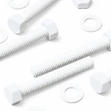 10x White PP Hex Head Plastic Screws & Bolts M10 x 70 mm, Nuts & Washers