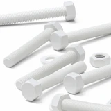 10x White PP Hex Head Plastic Screws & Bolts M10 x 70 mm, Nuts & Washers