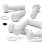 20x White PP Hex Head Plastic Screws & Bolts M10 x 40 mm, Nuts & Washers