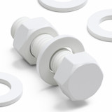 20x White PP Hex Head Plastic Screws & Bolts M10 x 40 mm, Nuts & Washers