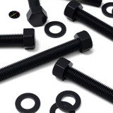 5x Black PP Hex Head Plastic Screws & Bolts M20 x 150 mm, Nuts & Washers