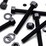 5x Black PP Hex Head Plastic Screws & Bolts M20 x 150 mm, Nuts & Washers