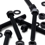5x Black PP Hex Head Plastic Screws & Bolts M20 x 150 mm, Nuts & Washers