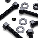10x Black PP Hex Head Plastic Screws & Bolts M12 x 70 mm, Nuts & Washers