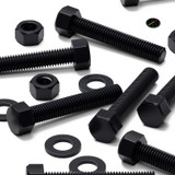 10x Black PP Hex Head Plastic Screws & Bolts M12 x 70 mm, Nuts & Washers