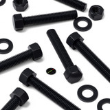 10x Black PP Hex Head Plastic Screws & Bolts M12 x 70 mm, Nuts & Washers