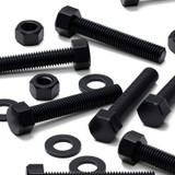 10x Black PP Hex Head Plastic Screws & Bolts M12 x 70 mm, Nuts & Washers