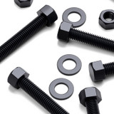 10x Black PP Hex Head Plastic Screws & Bolts M12 x 70 mm, Nuts & Washers