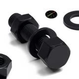 5x Black PP Hex Head Plastic Screws & Bolts M16 x 65 mm, Nuts & Washers