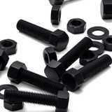 5x Black PP Hex Head Plastic Screws & Bolts M16 x 65 mm, Nuts & Washers