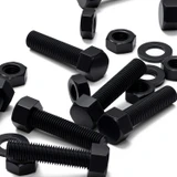 5x Black PP Hex Head Plastic Screws & Bolts M16 x 65 mm, Nuts & Washers