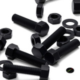 5x viti esagonali nere in PP M16 x 65 mm, dadi e rondelle