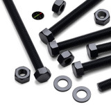 10x Black PP Hex Head Plastic Screws & Bolts M8 x 100 mm, Nuts & Washers