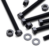10x Black PP Hex Head Plastic Screws & Bolts M8 x 100 mm, Nuts & Washers