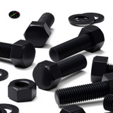 5x Black PP Hex Head Plastic Screws & Bolts M20 x 60 mm, Nuts & Washers