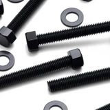 5x Black PP Hex Head Plastic Screws & Bolts M12 x 150 mm, Nuts & Washers