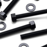 5x Black PP Hex Head Plastic Screws & Bolts M12 x 150 mm, Nuts & Washers