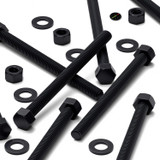 5x Black PP Hex Head Plastic Screws & Bolts M12 x 150 mm, Nuts & Washers