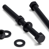 5x Black PP Hex Head Plastic Screws & Bolts M12 x 150 mm, Nuts & Washers