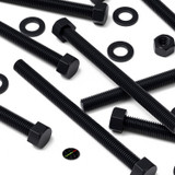 5x Black PP Hex Head Plastic Screws & Bolts M12 x 150 mm, Nuts & Washers