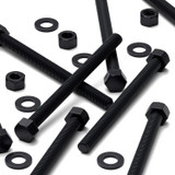 5x Black PP Hex Head Plastic Screws & Bolts M12 x 150 mm, Nuts & Washers