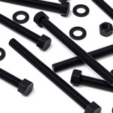 5x Black PP Hex Head Plastic Screws & Bolts M12 x 150 mm, Nuts & Washers