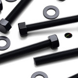 5x Black PP Hex Head Plastic Screws & Bolts M12 x 150 mm, Nuts & Washers