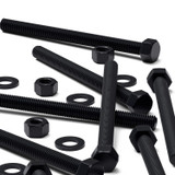 5x Black PP Hex Head Plastic Screws & Bolts M12 x 150 mm, Nuts & Washers