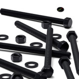 5x Black PP Hex Head Plastic Screws & Bolts M12 x 150 mm, Nuts & Washers