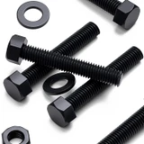 10x Black PP Hex Head Plastic Screws & Bolts M10 x 60 mm, Nuts & Washers