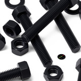 10x Black PP Hex Head Plastic Screws & Bolts M10 x 60 mm, Nuts & Washers