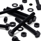 5x Black PP Hex Head Plastic Screws & Bolts M16 x 150 mm, Nuts & Washers
