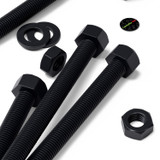 5x Black PP Hex Head Plastic Screws & Bolts M16 x 150 mm, Nuts & Washers