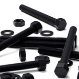 5x Black PP Hex Head Plastic Screws & Bolts M16 x 150 mm, Nuts & Washers