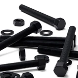 5x Black PP Hex Head Plastic Screws & Bolts M16 x 150 mm, Nuts & Washers