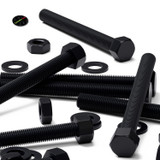5x Black PP Hex Head Plastic Screws & Bolts M16 x 150 mm, Nuts & Washers