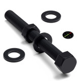5x Black PP Hex Head Plastic Screws & Bolts M16 x 150 mm, Nuts & Washers