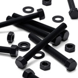 5x Black PP Hex Head Plastic Screws & Bolts M16 x 150 mm, Nuts & Washers