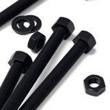 5x Black PP Hex Head Plastic Screws & Bolts M16 x 150 mm, Nuts & Washers