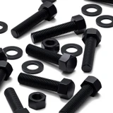 10x Black Nylon Hex Head Plastic Screws & Bolts M12 x 50 mm, Nuts & Washers