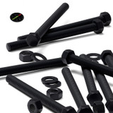 10x bulloni esagonali neri in nylon PA66 M10 x 70 mm, dadi e rondelle