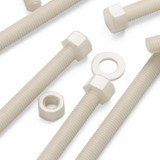 5x bulloni esagonali naturali in nylon PA66 M12 x 150 mm, dadi e rondelle