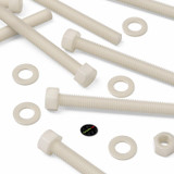 5x bulloni esagonali naturali in nylon PA66 M12 x 150 mm, dadi e rondelle