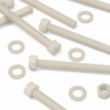 5x bulloni esagonali naturali in nylon PA66 M12 x 150 mm, dadi e rondelle